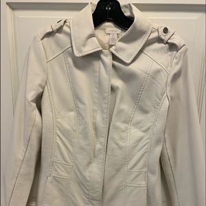 Faux Leather Jacket in White - with stretch